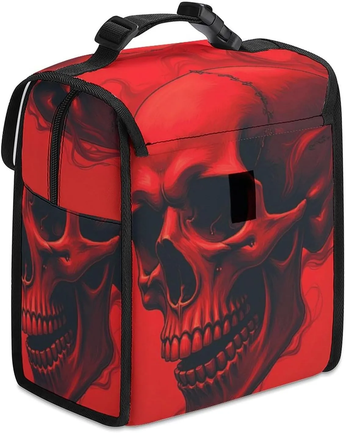 SWEET TANG Cute Reusable Lunch Bag with Buckle - Insulated Washable Work Office Lunch Handbags Compatible with Red Skull for Women Men