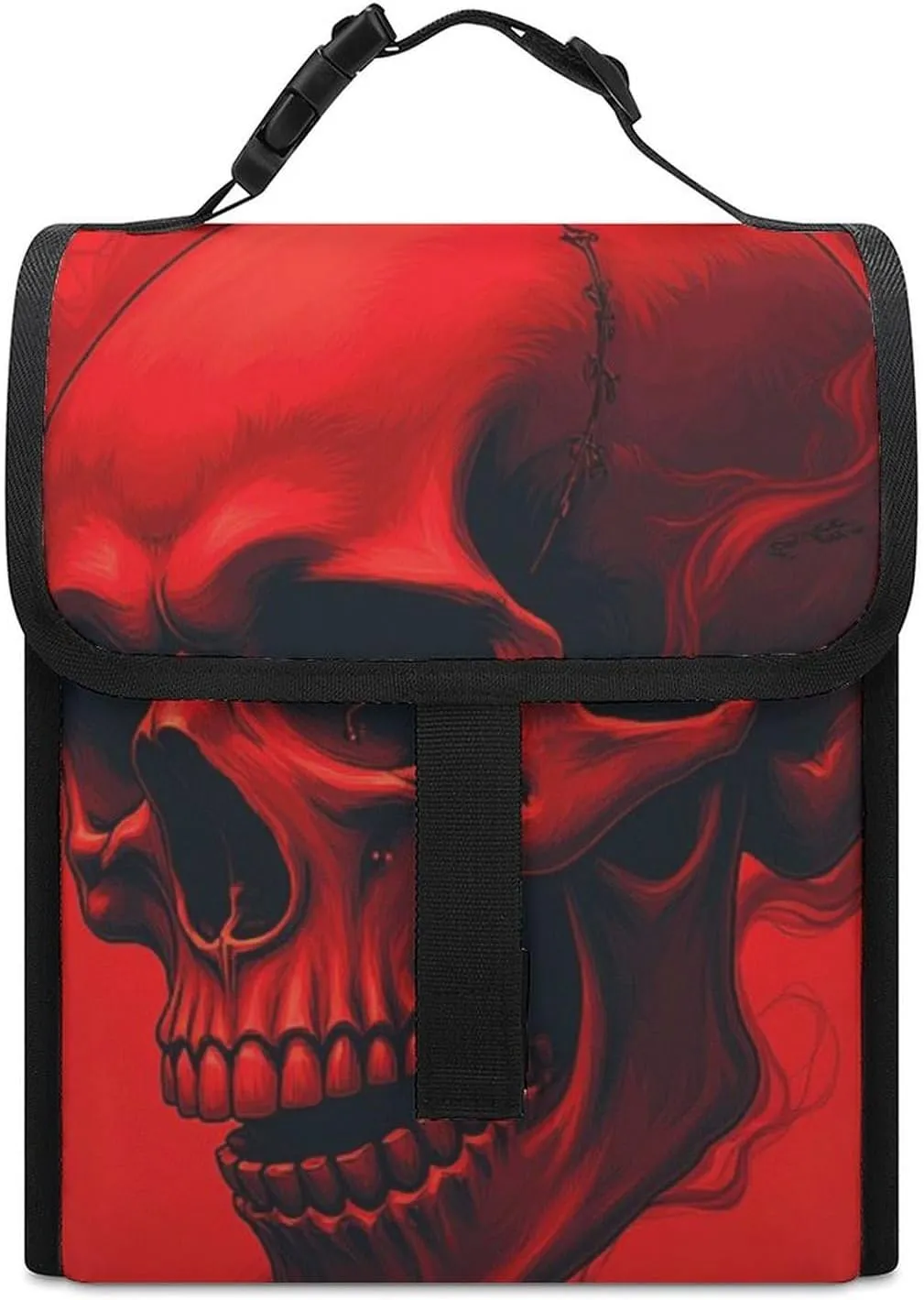 SWEET TANG Cute Reusable Lunch Bag with Buckle - Insulated Washable Work Office Lunch Handbags Compatible with Red Skull for Women Men