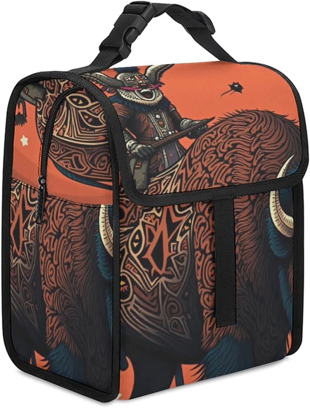 SWEET TANG Cute Reusable Lunch Bag with Buckle - Insulated Washable Work Office Lunch Handbags Compatible with Southwest Native American for Women Men