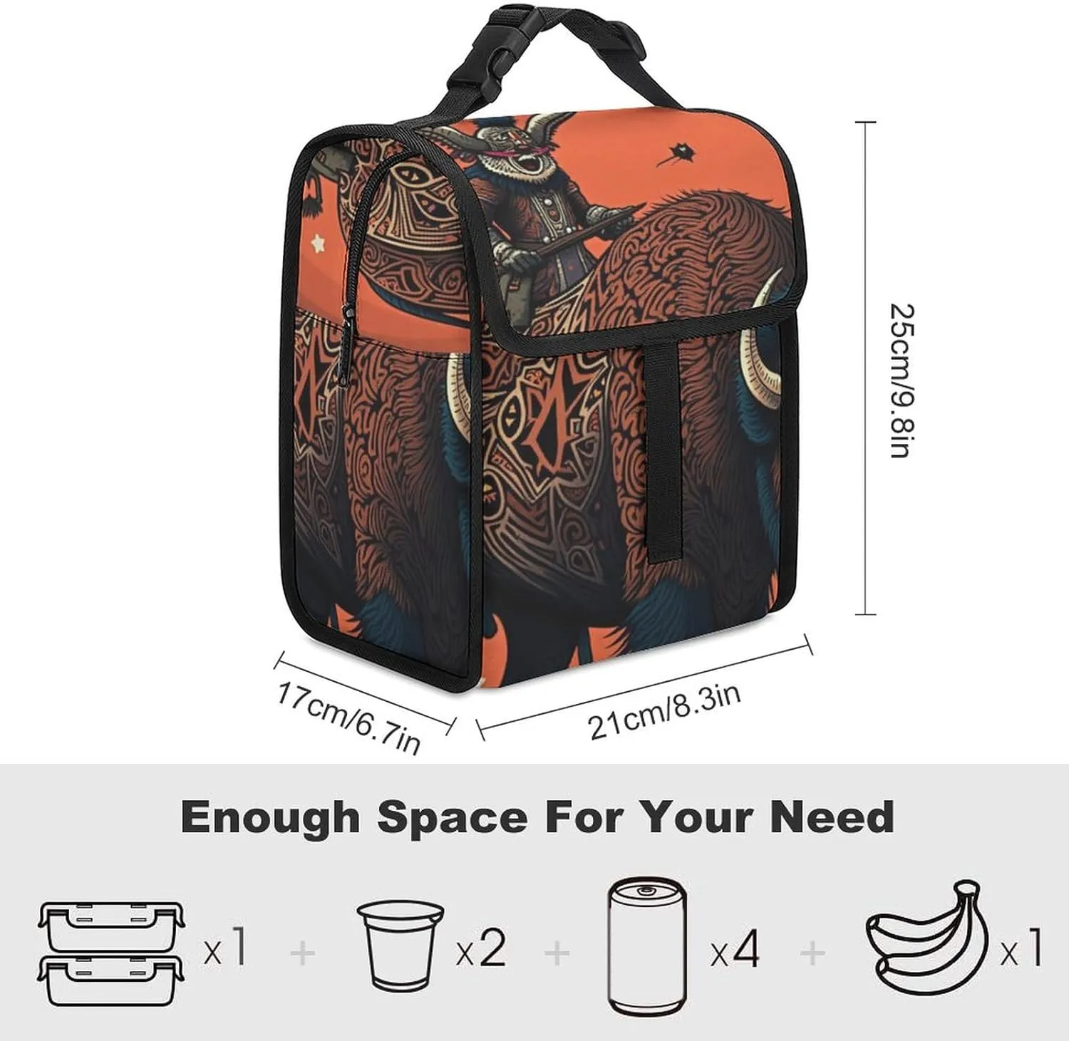 SWEET TANG Cute Reusable Lunch Bag with Buckle - Insulated Washable Work Office Lunch Handbags Compatible with Southwest Native American for Women Men