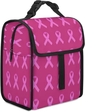 SWEET TANG Insulated Lunch Bag with Buckle - Bento Handbags Reusable College Travel Cooler Warm Compatible with Breast Cancer Ribbons Awareness Pink for Men Women