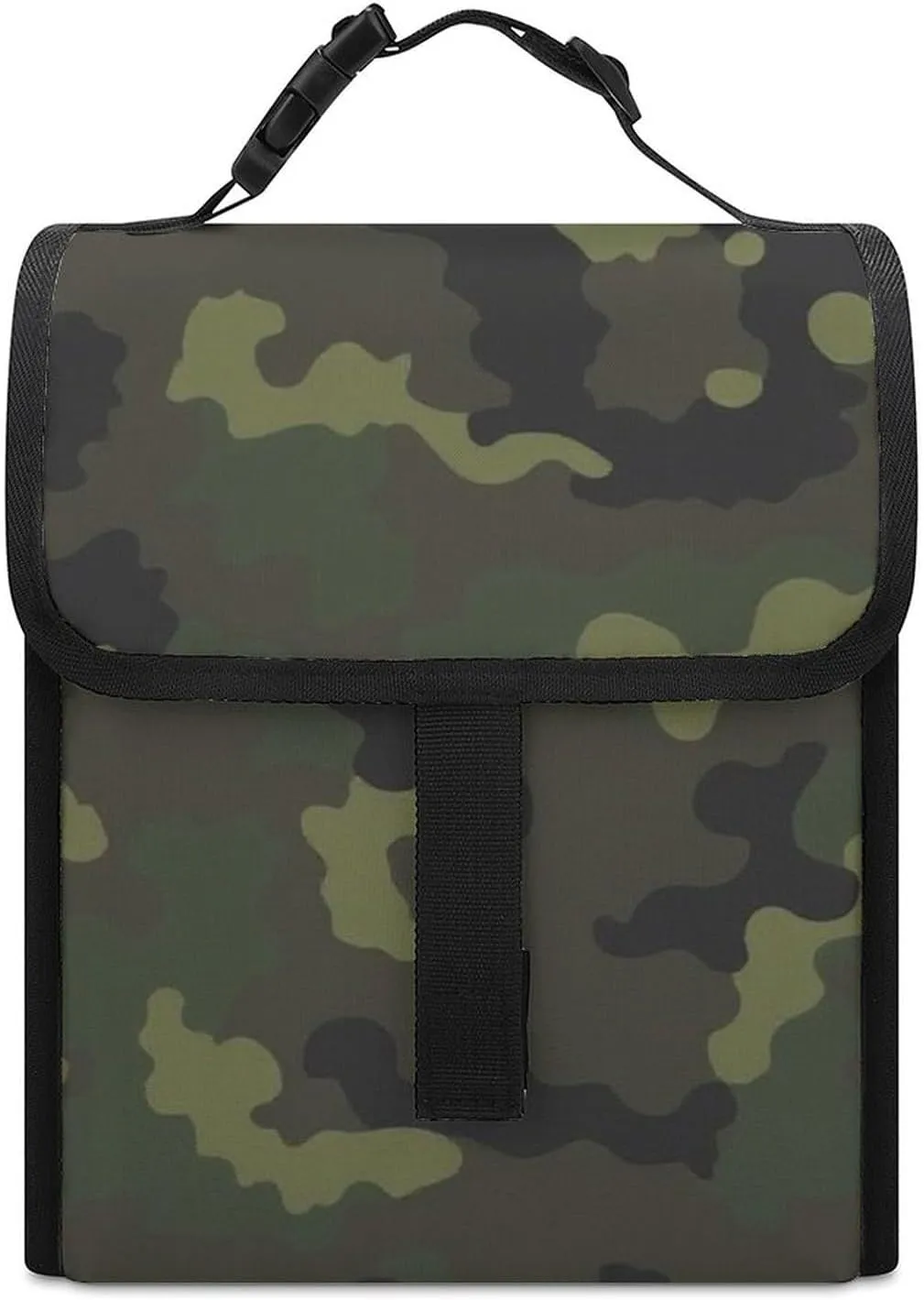 SWEET TANG Insulated Lunch Bag with Buckle - Bento Handbags Reusable College Travel Cooler Warm Compatible with Green Camouflage Army Camo for Men Women