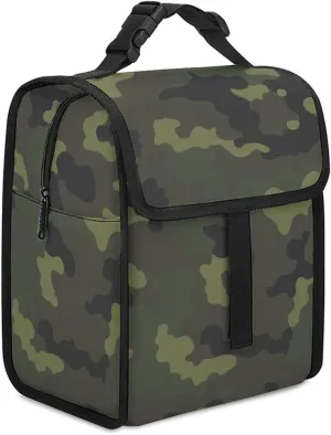 SWEET TANG Insulated Lunch Bag with Buckle - Bento Handbags Reusable College Travel Cooler Warm Compatible with Green Camouflage Army Camo for Men Women