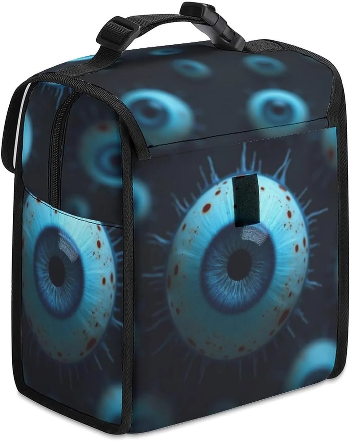 SWEET TANG Insulated Lunch Bag with Buckle - Bento Handbags Reusable College Travel Cooler Warm Compatible with Trippy Eyeballs Pattern for Men Women