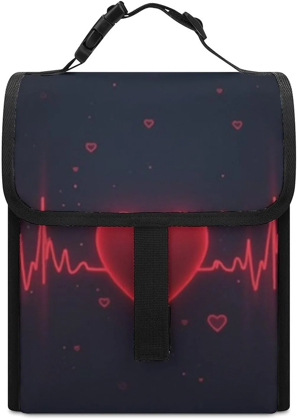 SWEET TANG Insulated Lunch Bag with Buckle - Compatible with Heart Beat Pattern Bento Handbags Reusable College Travel Bag Cooler Warm for Men Women