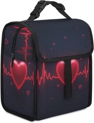 SWEET TANG Insulated Lunch Bag with Buckle - Compatible with Heart Beat Pattern Bento Handbags Reusable College Travel Bag Cooler Warm for Men Women