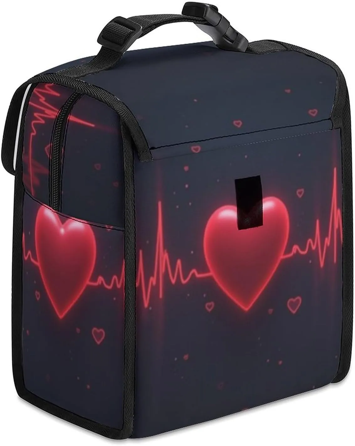 SWEET TANG Insulated Lunch Bag with Buckle - Compatible with Heart Beat Pattern Bento Handbags Reusable College Travel Bag Cooler Warm for Men Women