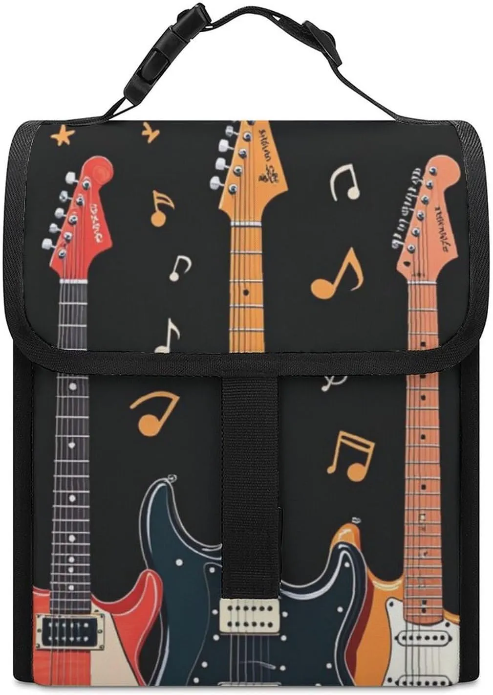 SWEET TANG Insulated Lunch Bag with Buckle - Compatible with Music Guitar Notes Bento Handbags Reusable College Travel Bag Cooler Warm for Men Women