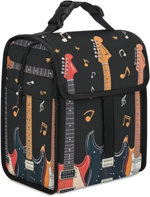 SWEET TANG Insulated Lunch Bag with Buckle - Compatible with Music Guitar Notes Bento Handbags Reusable College Travel Bag Cooler Warm for Men Women