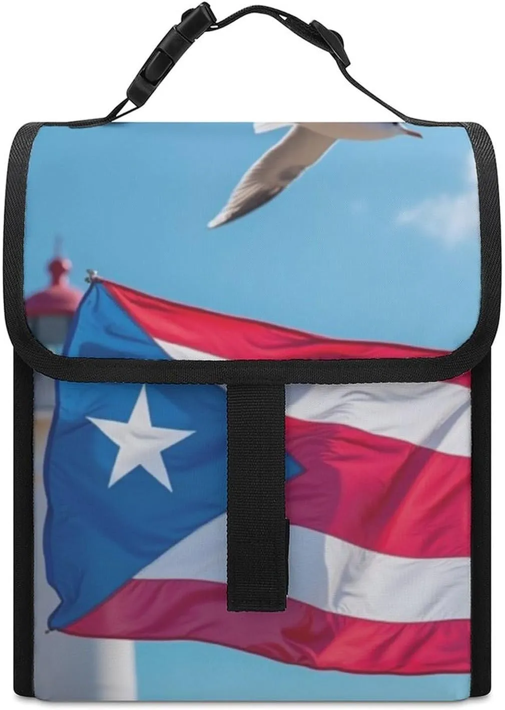 SWEET TANG Insulated Lunch Bag with Buckle - Compatible with Puerto Rico Flag Bento Handbags Reusable College Travel Bag Cooler Warm for Men Women