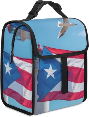 SWEET TANG Insulated Lunch Bag with Buckle - Compatible with Puerto Rico Flag Bento Handbags Reusable College Travel Bag Cooler Warm for Men Women