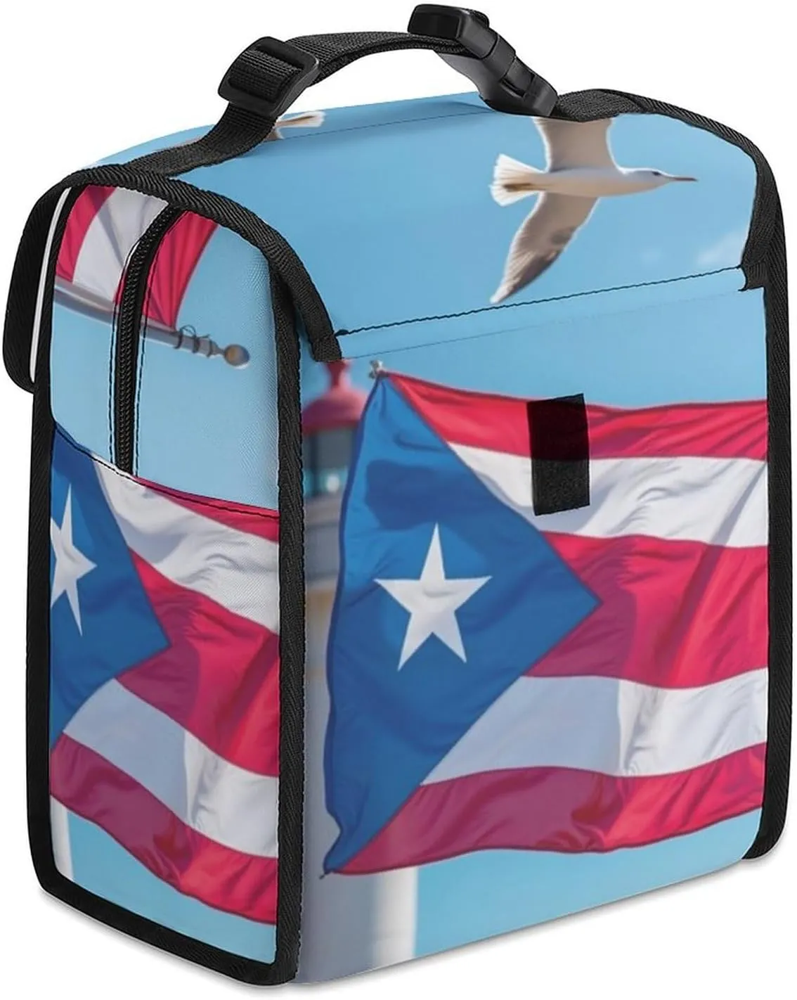 SWEET TANG Insulated Lunch Bag with Buckle - Compatible with Puerto Rico Flag Bento Handbags Reusable College Travel Bag Cooler Warm for Men Women