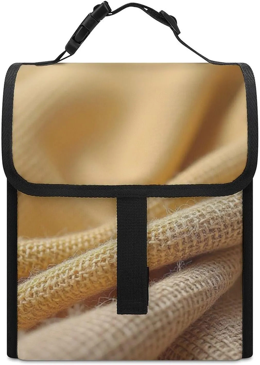 SWEET TANG Insulated Lunch Bag with Buckle - Compatible with Realistic Linen Fabric Txture Bento Handbags Reusable College Travel Bag Cooler Warm for Men Women