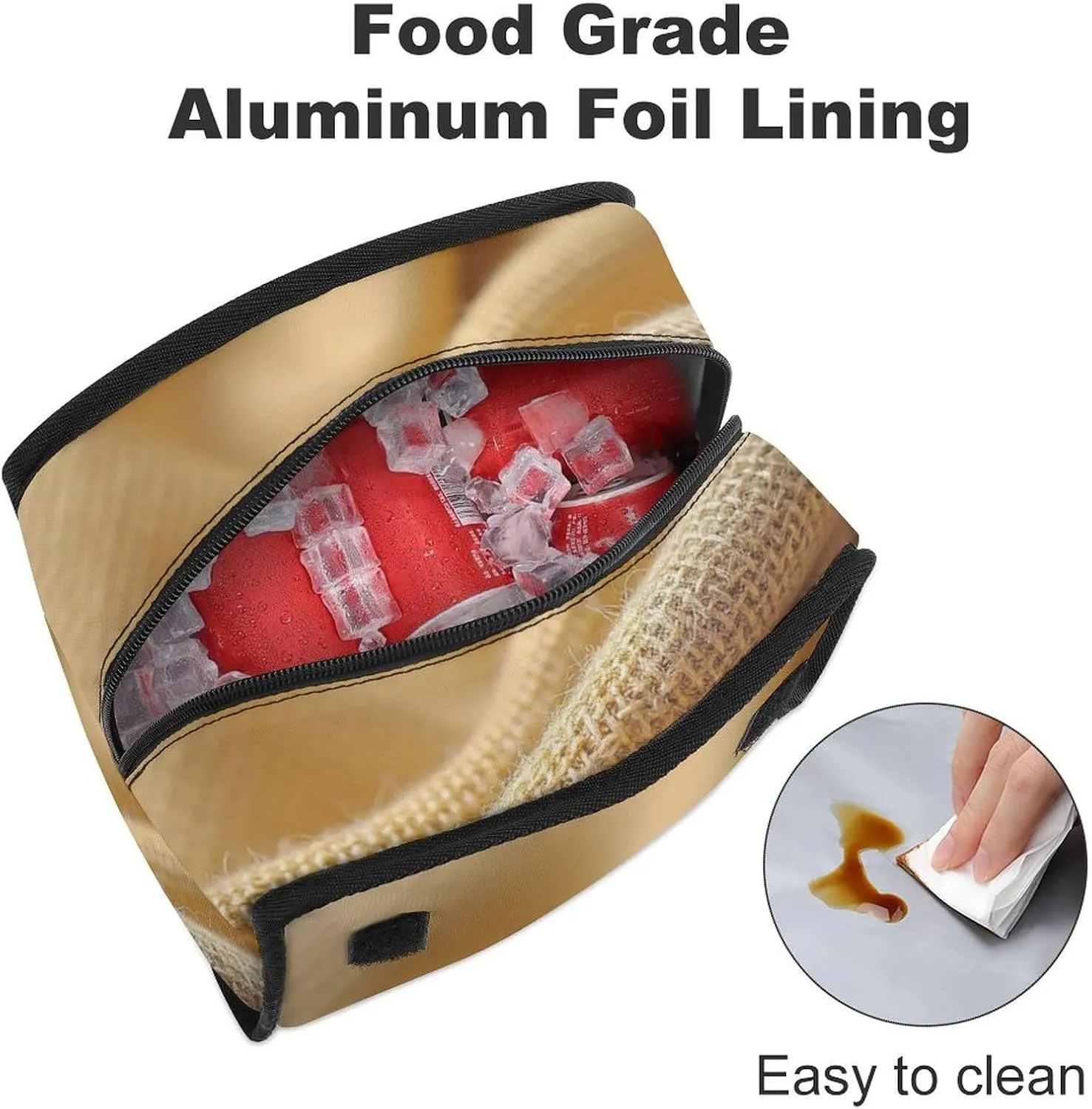 SWEET TANG Insulated Lunch Bag with Buckle - Compatible with Realistic Linen Fabric Txture Bento Handbags Reusable College Travel Bag Cooler Warm for Men Women
