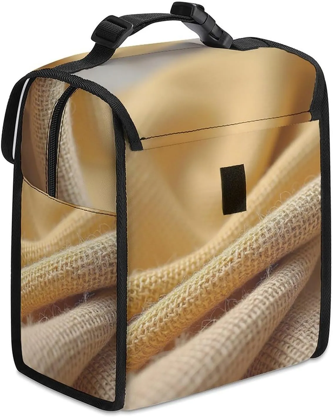 SWEET TANG Insulated Lunch Bag with Buckle - Compatible with Realistic Linen Fabric Txture Bento Handbags Reusable College Travel Bag Cooler Warm for Men Women