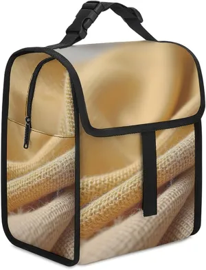 SWEET TANG Insulated Lunch Bag with Buckle - Compatible with Realistic Linen Fabric Txture Bento Handbags Reusable College Travel Bag Cooler Warm for Men Women