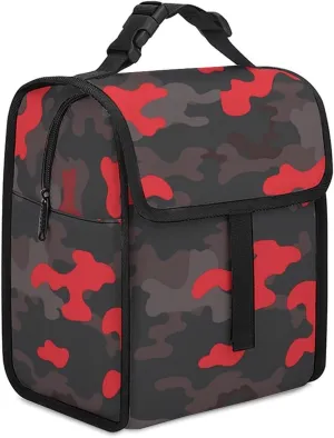 SWEET TANG Insulated Lunch Bag with Buckle - Compatible with Red Camouflage Bento Handbags Reusable College Travel Bag Cooler Warm for Men Women