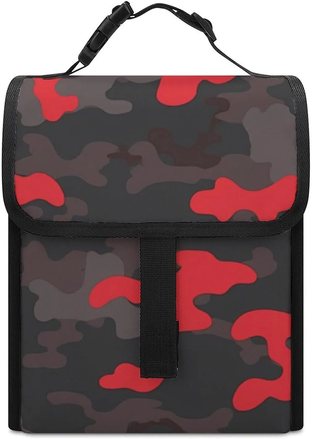 SWEET TANG Insulated Lunch Bag with Buckle - Compatible with Red Camouflage Bento Handbags Reusable College Travel Bag Cooler Warm for Men Women