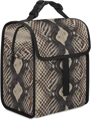 SWEET TANG Insulated Lunch Bag with Buckle - Compatible with Snake Skin Pattern Bento Handbags Reusable College Travel Bag Cooler Warm for Men Women