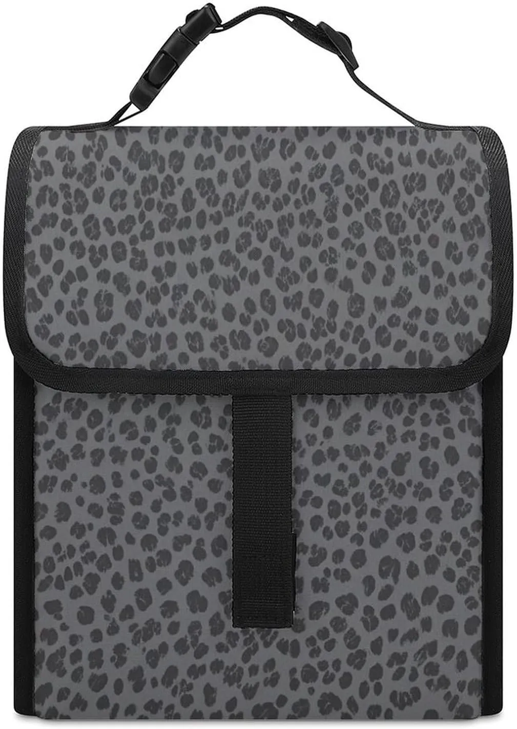 SWEET TANG Lunch Bag with Buckle - Compatible with Dark Gray Black Leopard Cheetah Print, Reusable Insulated Portable Work Office Bento Handbags Multi-Purpose for Mom Nurse Teacher
