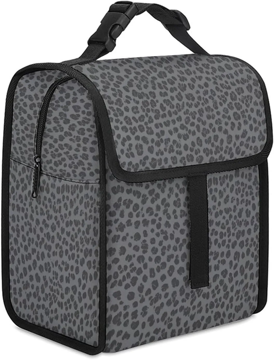 SWEET TANG Lunch Bag with Buckle - Compatible with Dark Gray Black Leopard Cheetah Print, Reusable Insulated Portable Work Office Bento Handbags Multi-Purpose for Mom Nurse Teacher