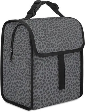 SWEET TANG Lunch Bag with Buckle - Compatible with Dark Gray Black Leopard Cheetah Print, Reusable Insulated Portable Work Office Bento Handbags Multi-Purpose for Mom Nurse Teacher