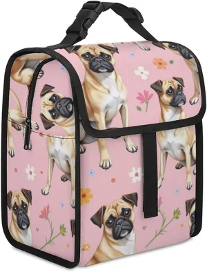 SWEET TANG Lunch Tote with Buckle - Insulated Reusable Work Office Bento Handbags Compatible with Brussels Griffon Dog Floral for Adults Men Women Leak-Proof Thermal
