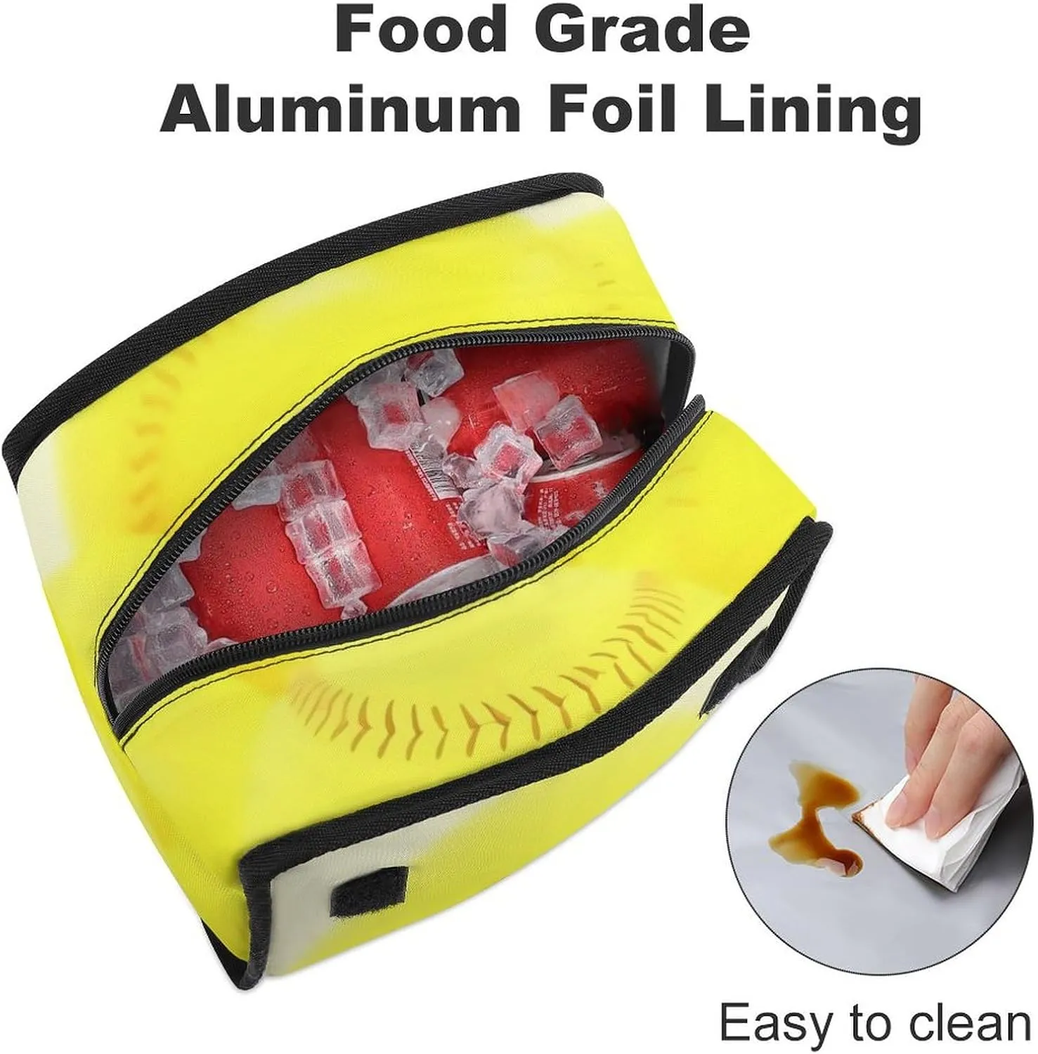 SWEET TANG Lunch Tote with Buckle - Insulated Reusable Work Office Bento Handbags Compatible with Softball Yellow for Adults Men Women Leak-Proof Thermal