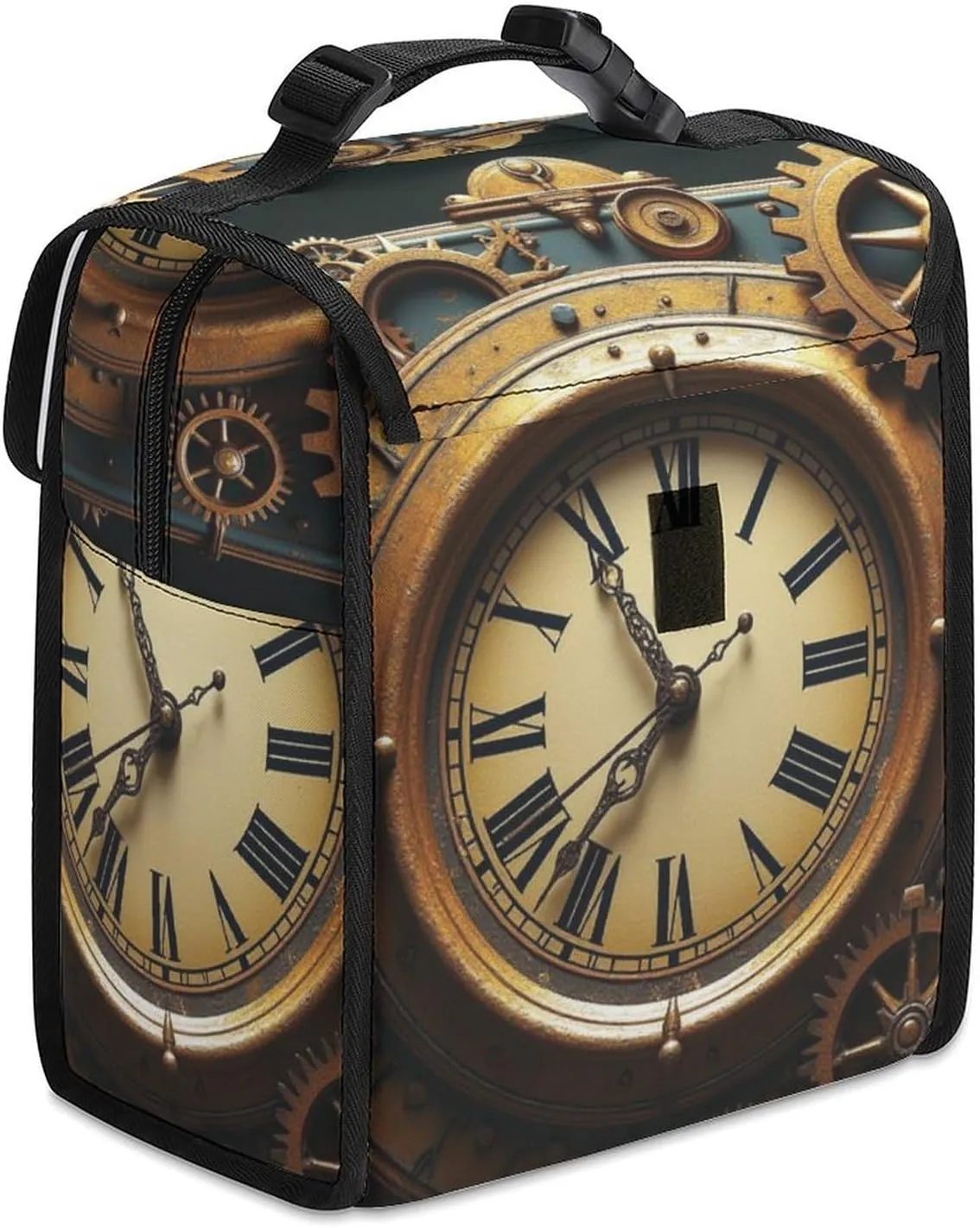 SWEET TANG Lunch Tote with Buckle - Insulated Reusable Work Office Bento Handbags Compatible with Steampunk Clocks for Adults Men Women Leak-Proof Thermal