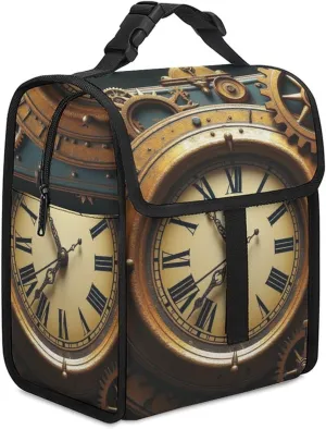 SWEET TANG Lunch Tote with Buckle - Insulated Reusable Work Office Bento Handbags Compatible with Steampunk Clocks for Adults Men Women Leak-Proof Thermal