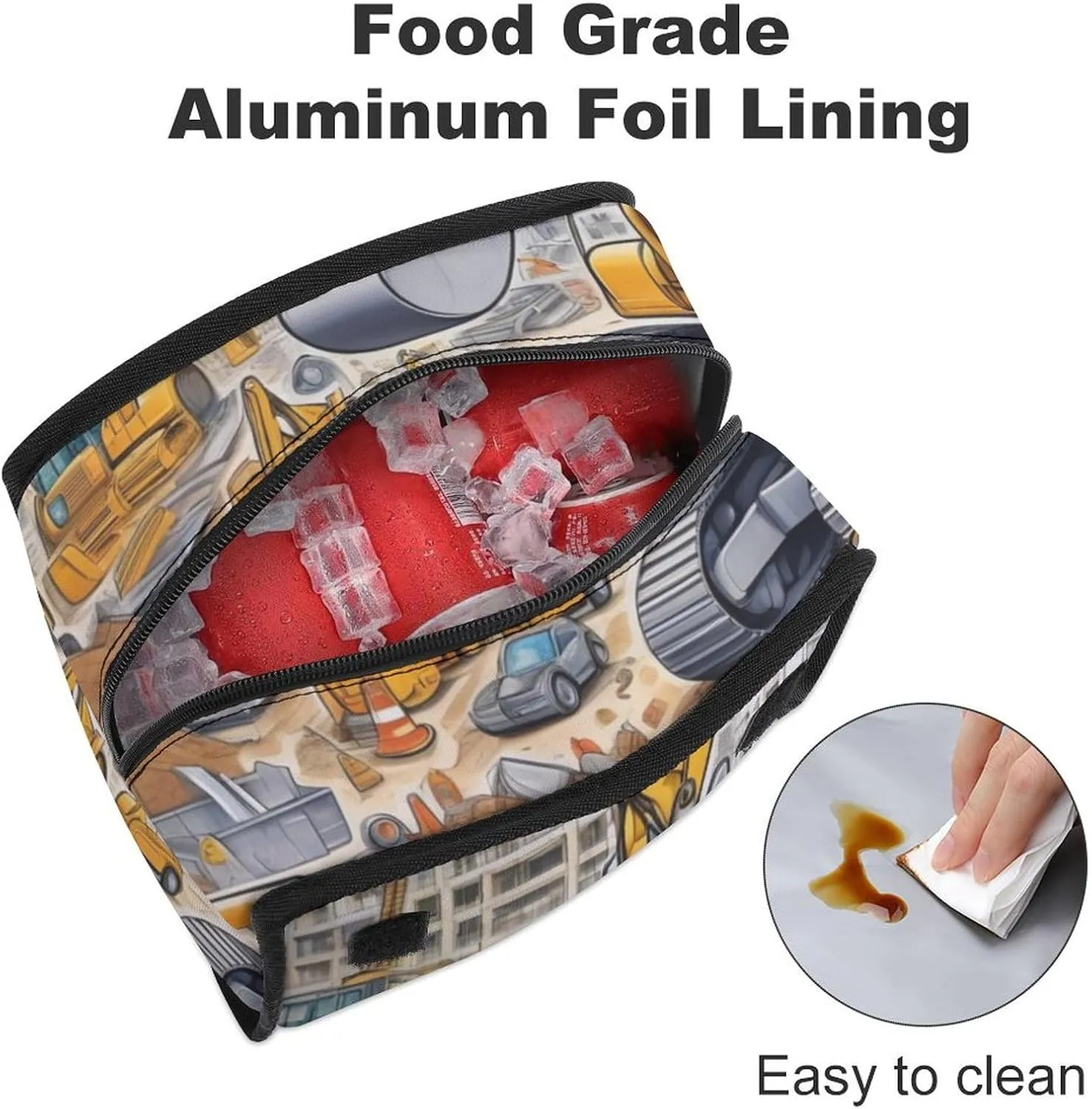 SWEET TANG Lunch Tote with Buckle - Insulated Reusable Work Office Bento Handbags Compatible with Under Construction for Adults Men Women Leak-Proof Thermal