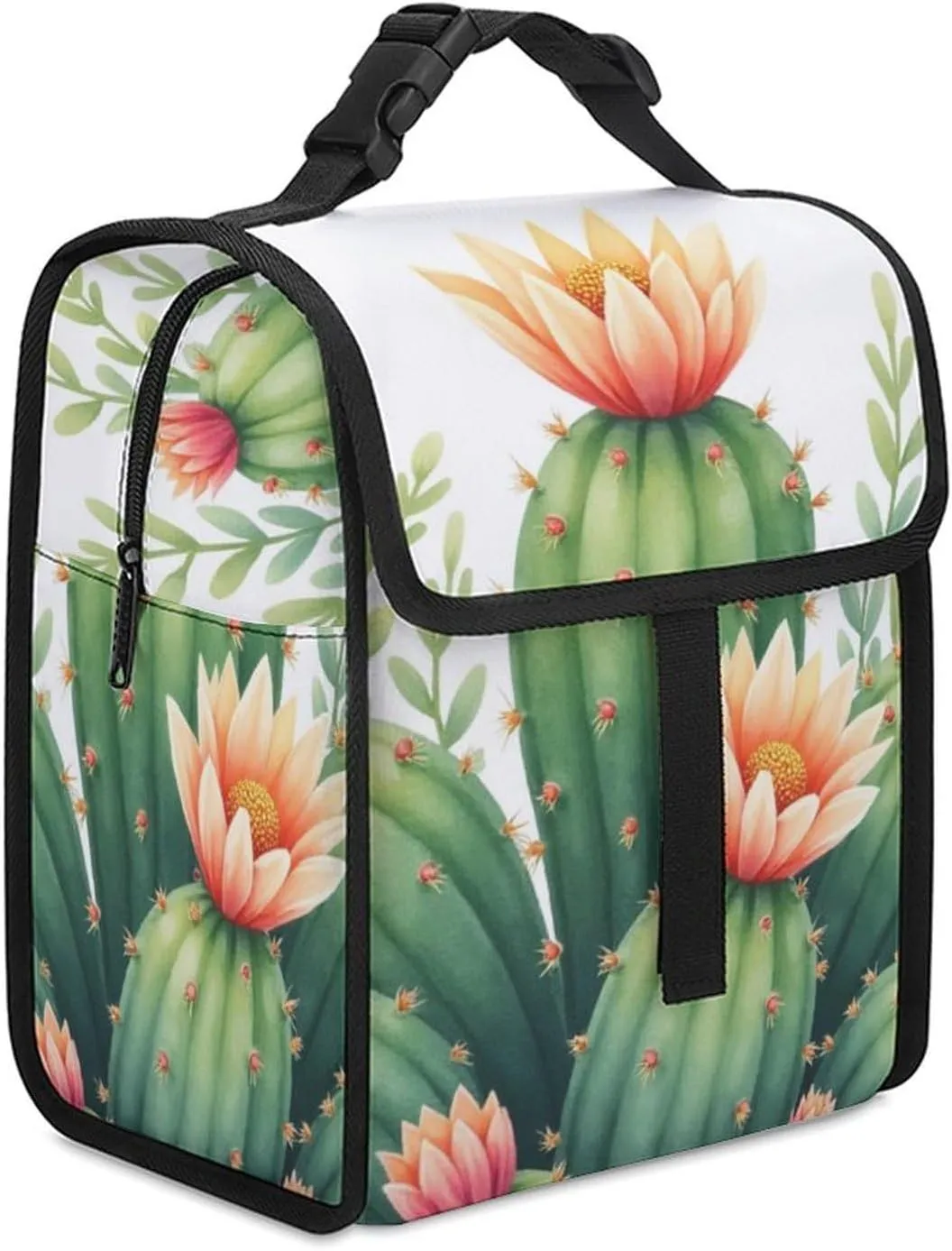 SWEET TANG Lunch Tote with Buckle - Insulated Reusable Work Office Bento Handbags Compatible with Watercolor Elements Succulent Plants Cactus for Adults Men Women Leak-Proof Thermal