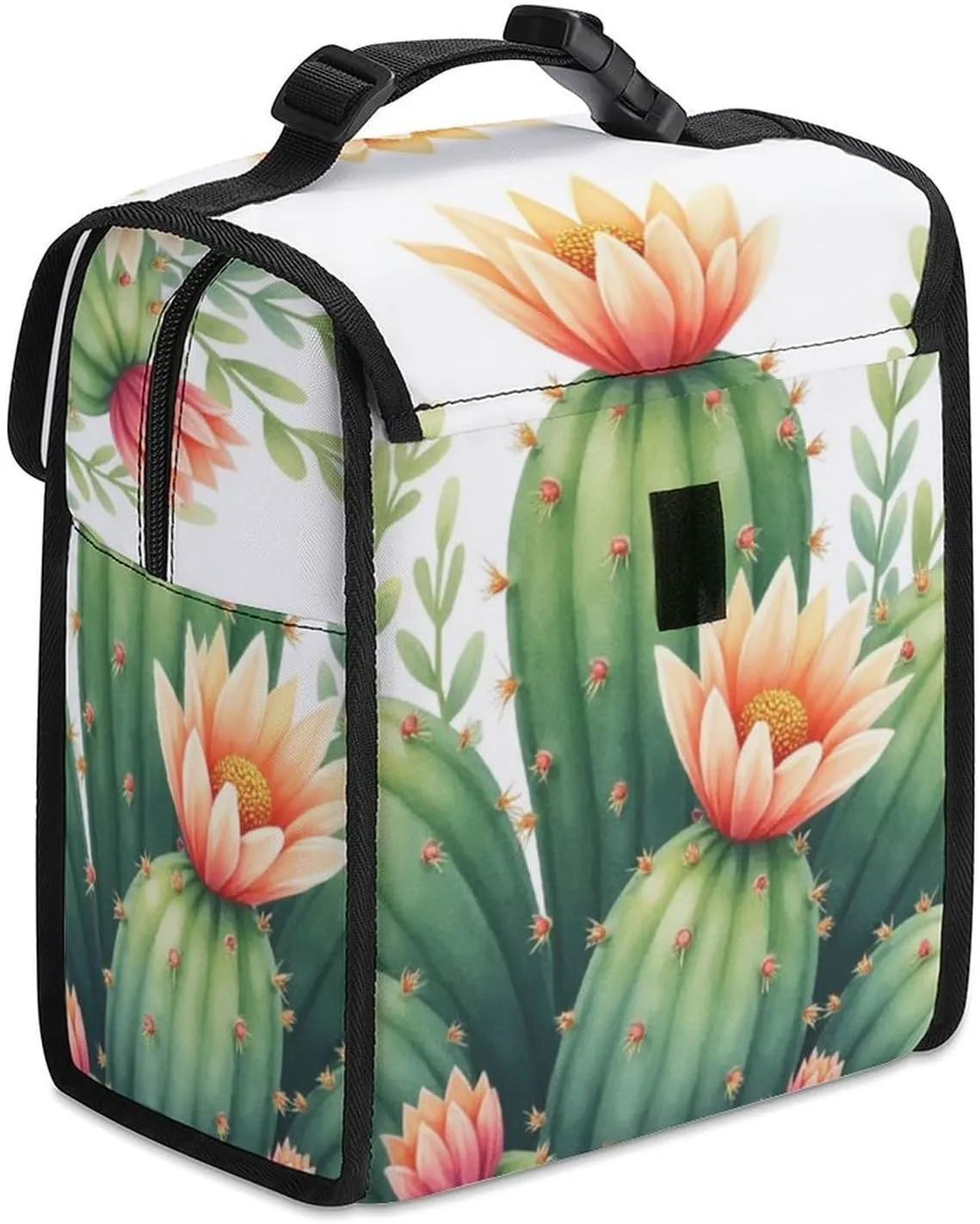 SWEET TANG Lunch Tote with Buckle - Insulated Reusable Work Office Bento Handbags Compatible with Watercolor Elements Succulent Plants Cactus for Adults Men Women Leak-Proof Thermal