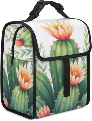 SWEET TANG Lunch Tote with Buckle - Insulated Reusable Work Office Bento Handbags Compatible with Watercolor Elements Succulent Plants Cactus for Adults Men Women Leak-Proof Thermal