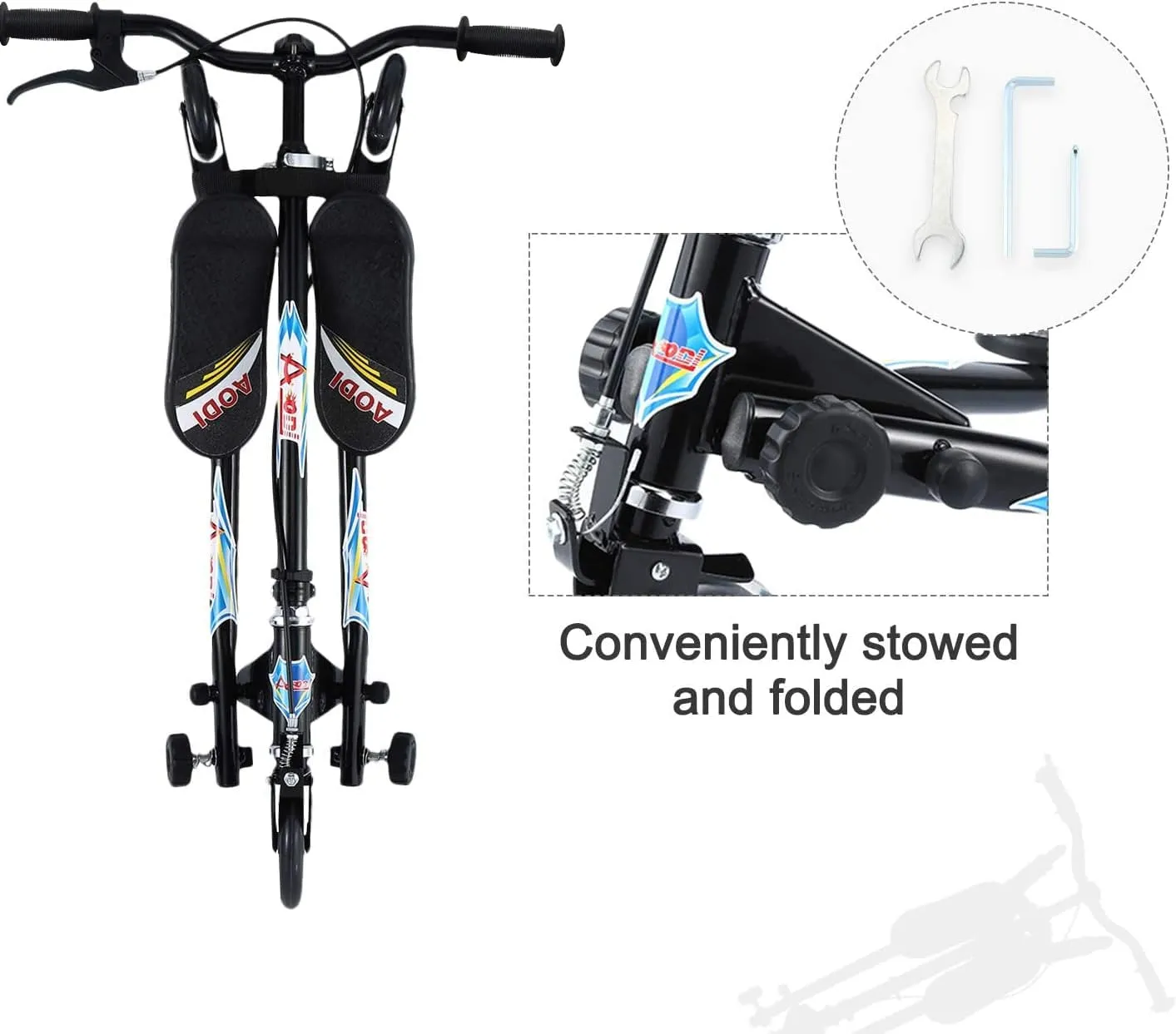 Swing Scooter for Kids, 3 Wheels Foldable Wiggle Kick Scooter Push Drifting with 4 Adjustable Handlebar & 2 Rear LED Wheel for Boys and Girls Ages 3-8