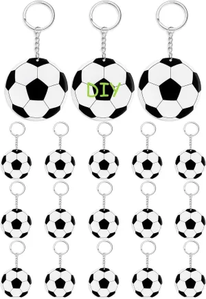Taiyin 18 Pack Large Size Soccer Acrylic Keychain Bulk with 1 Black Marker for DIY Sublimation Vinyl Sticker DIY Craft for Soccer Party Favor Gift Bag Fillers Team Gift Birthday Ornaments Kid Boys