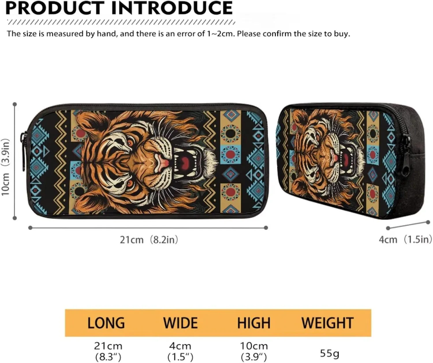 Talayituse Aztec Tiger American Tribal Geometric Print 3 Pcs Backpack Set Travel Bag Portable Bookbag Knapsack Daypack Large Capacity Backpacks Schoolbag with Lunch Box Pencil Case for Boys Teens