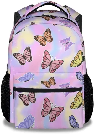 Teens, Adults Butterfly Backpack for Campus - 16 Inches Pink Backpacks for Girls, Boys, Women, Men - Trendy Carry Bookbag for Work, Travel