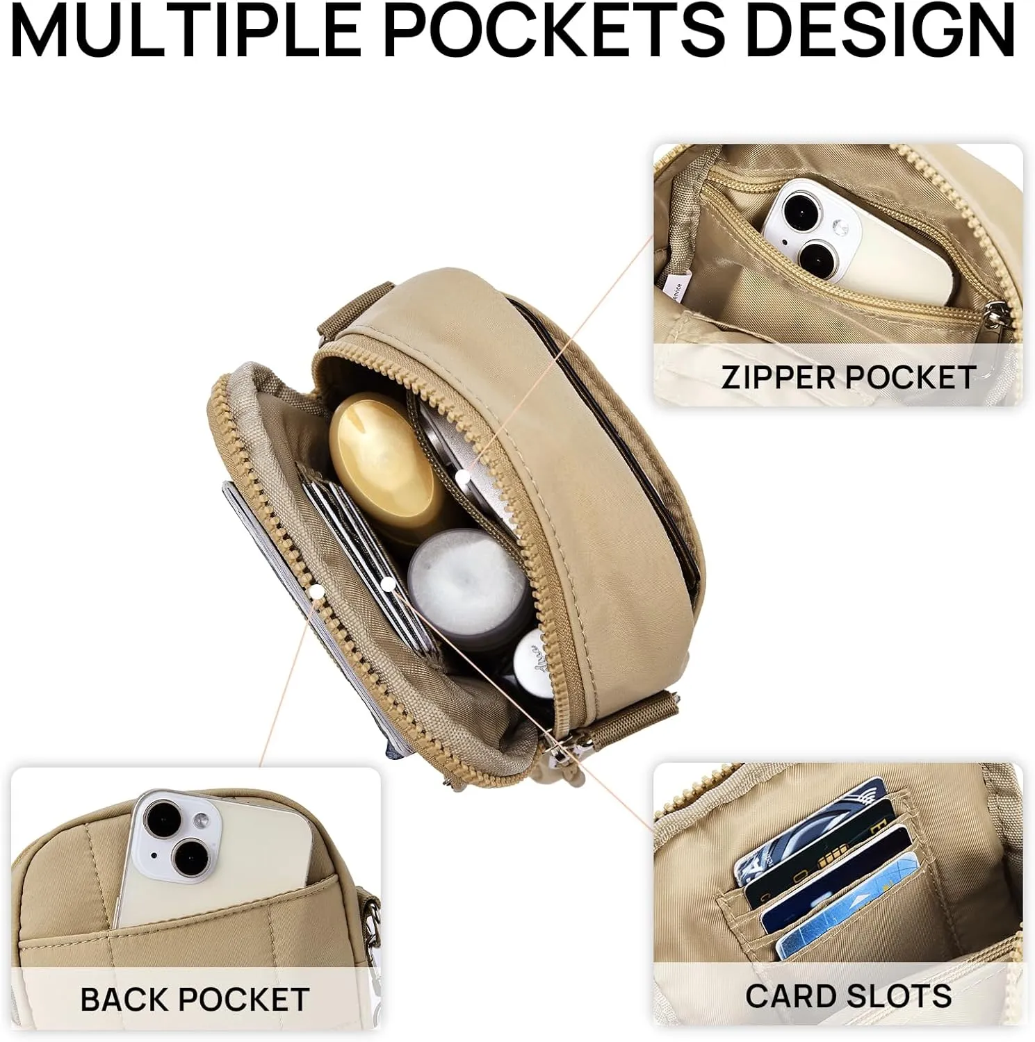 Telena Puffer Small Crossbody Bags for Women Cell Phone Purse Cross Body Bag