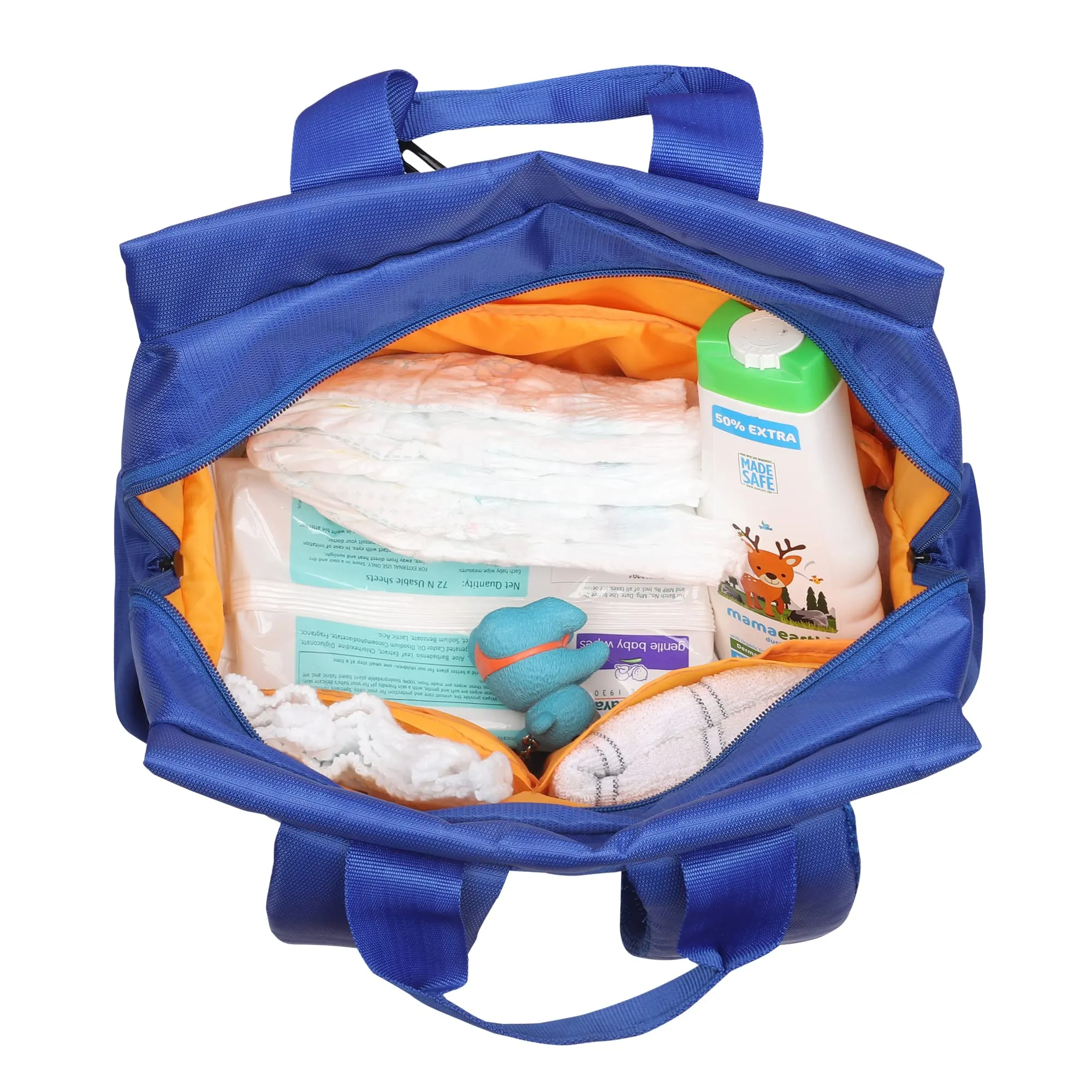 THE CLOWNFISH Mommy & Me Diaper Bag - Multi-functional with Insulated Bottle Holders | Includes Changing Mat | 13L | Royal Blue