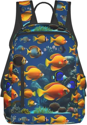 The Underwater World Tropical Fish Lightweight Backpack Travel Shoulder Bag with Stylish Print, Leisure Day Trips Shopping Backpack
