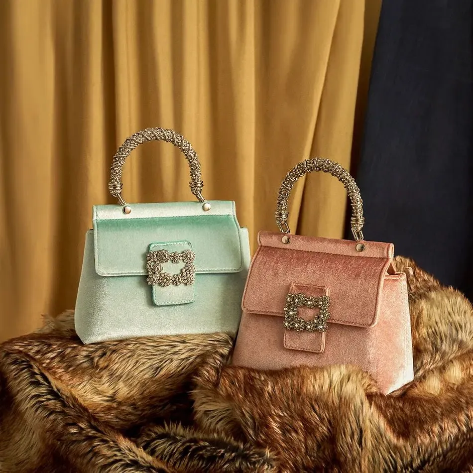 The Velvet Rhinestone Top Handle Bags