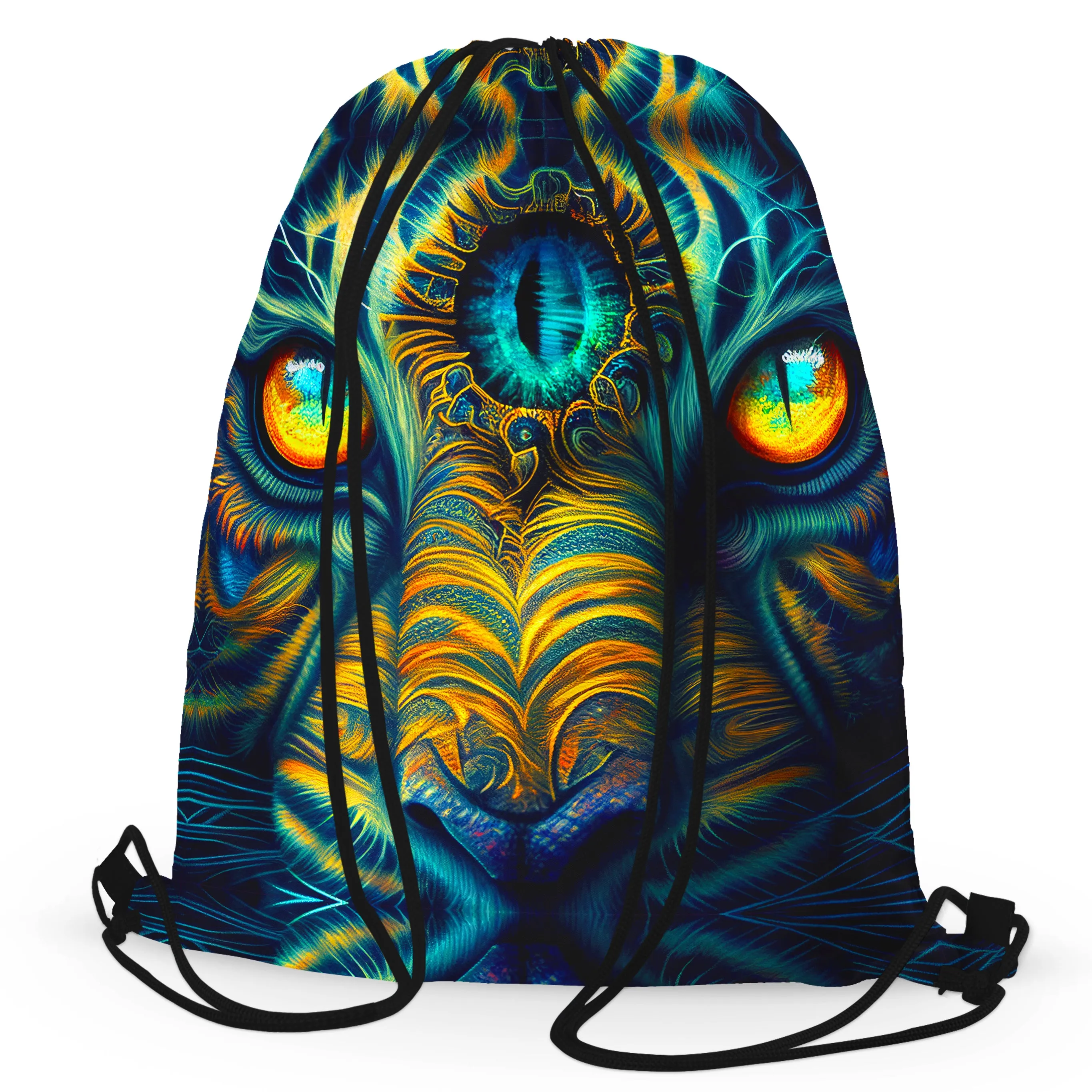 Tiger Eyes Psychedelic Drawstring Bag