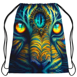 Tiger Eyes Psychedelic Drawstring Bag