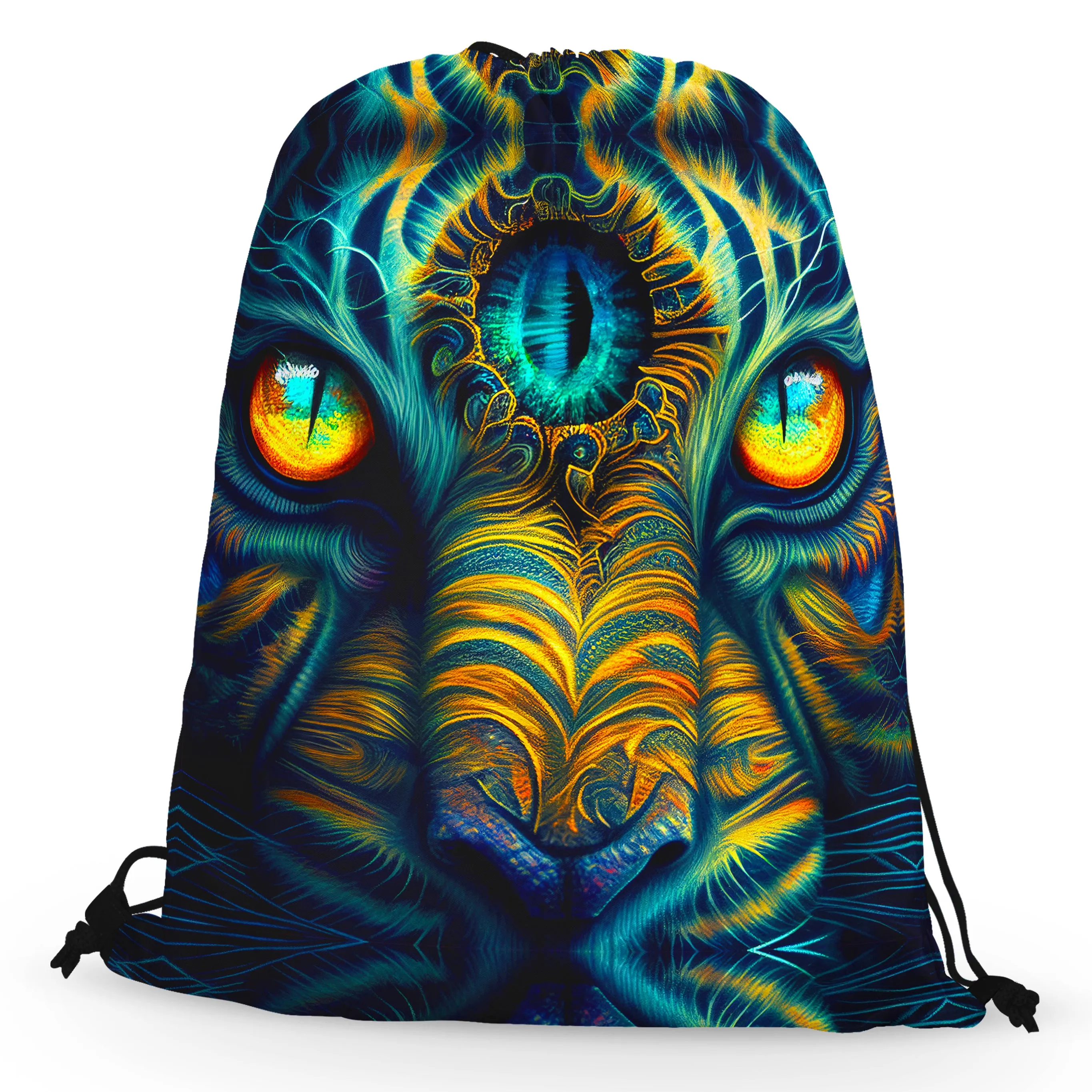 Tiger Eyes Psychedelic Drawstring Bag