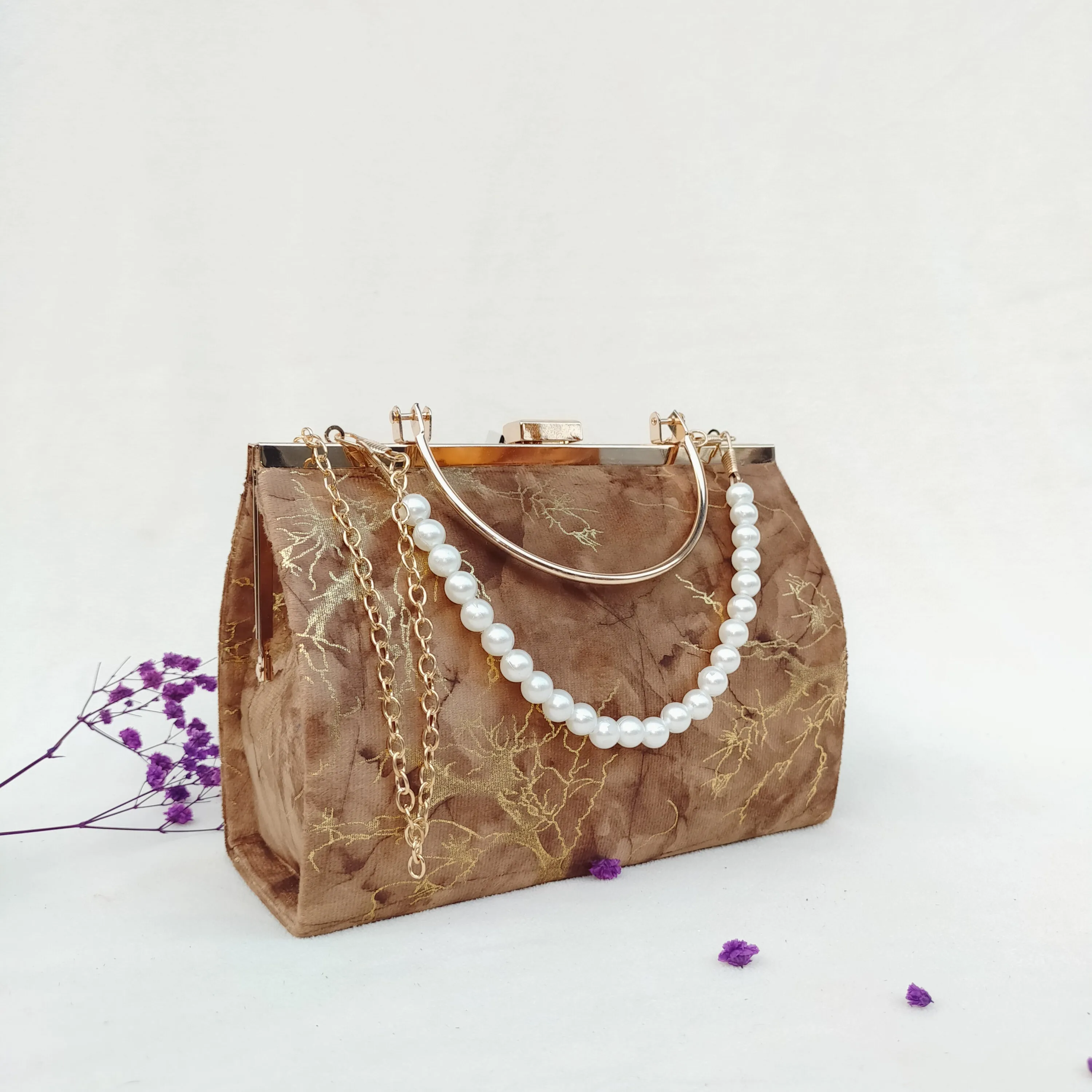 Titan Classic Ethnic velvet Style Top Handle Bag