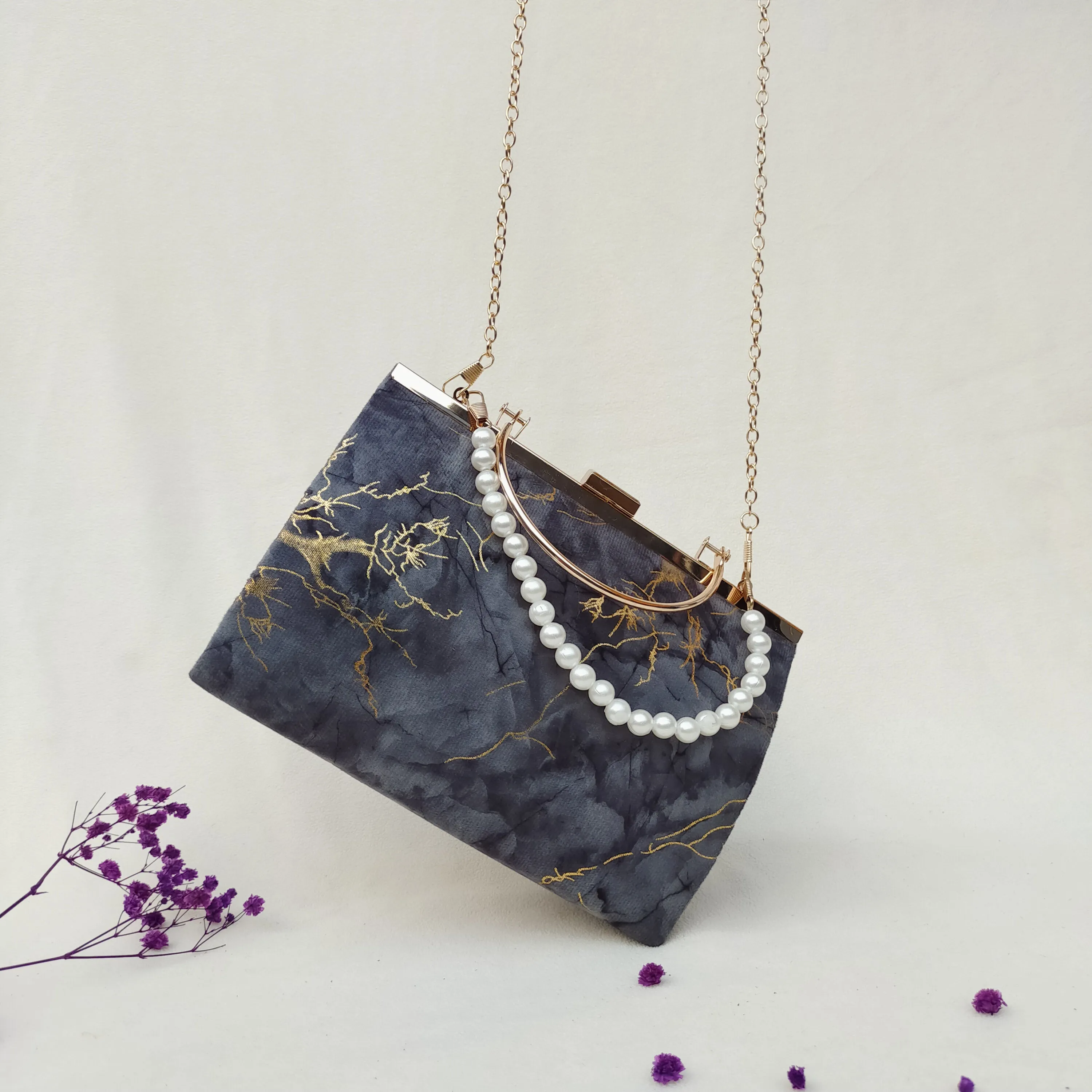 Titan Classic Ethnic velvet Style Top Handle Bag