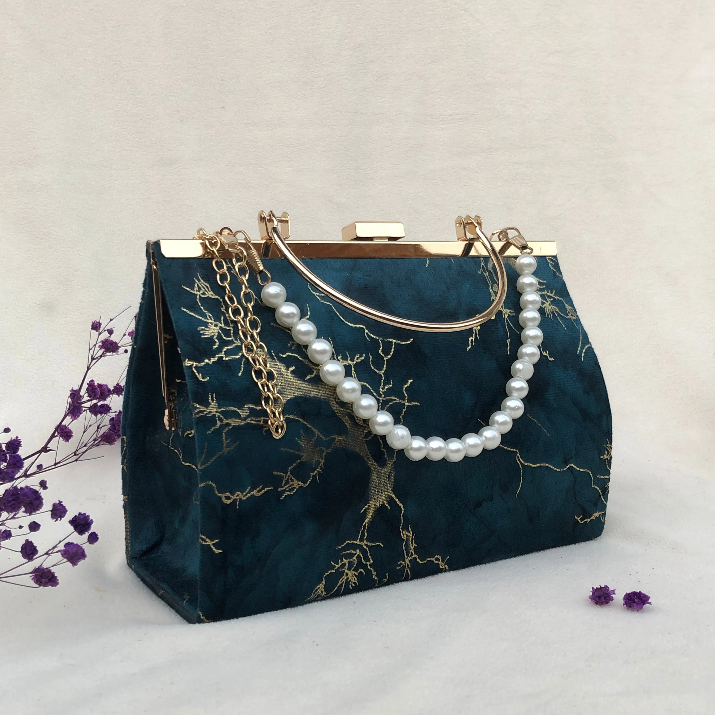 Titan Classic Ethnic velvet Style Top Handle Bag