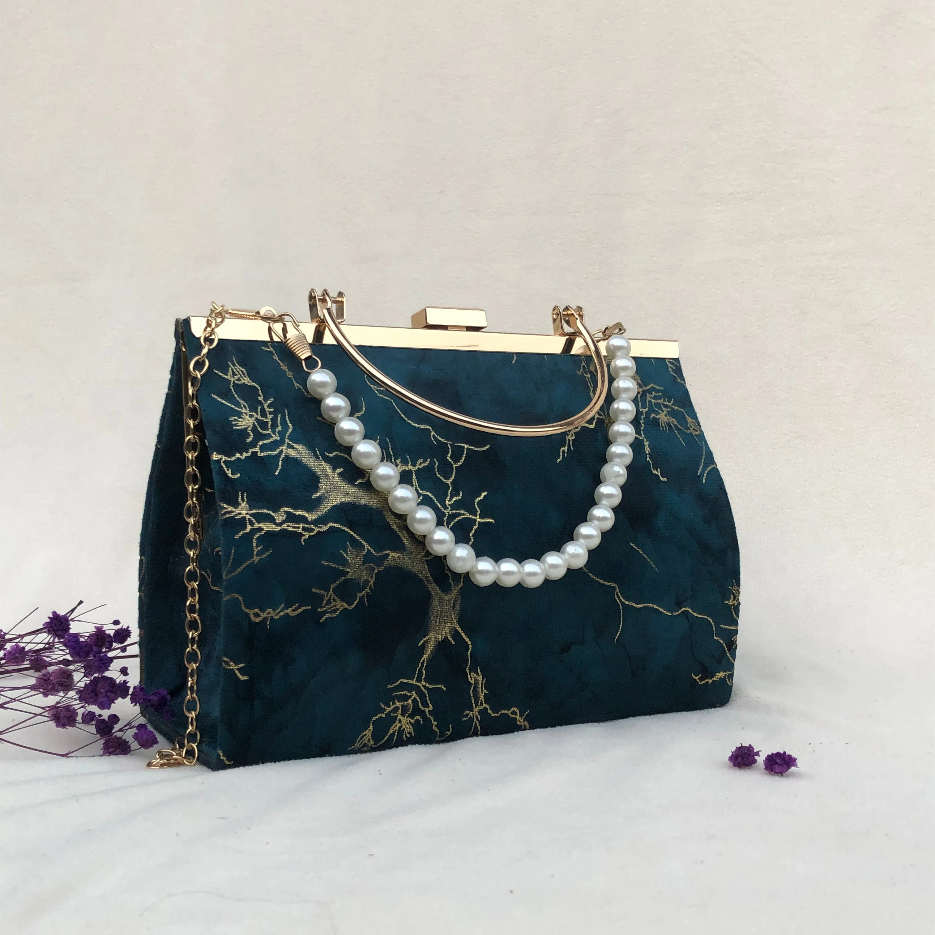 Titan Classic Ethnic velvet Style Top Handle Bag