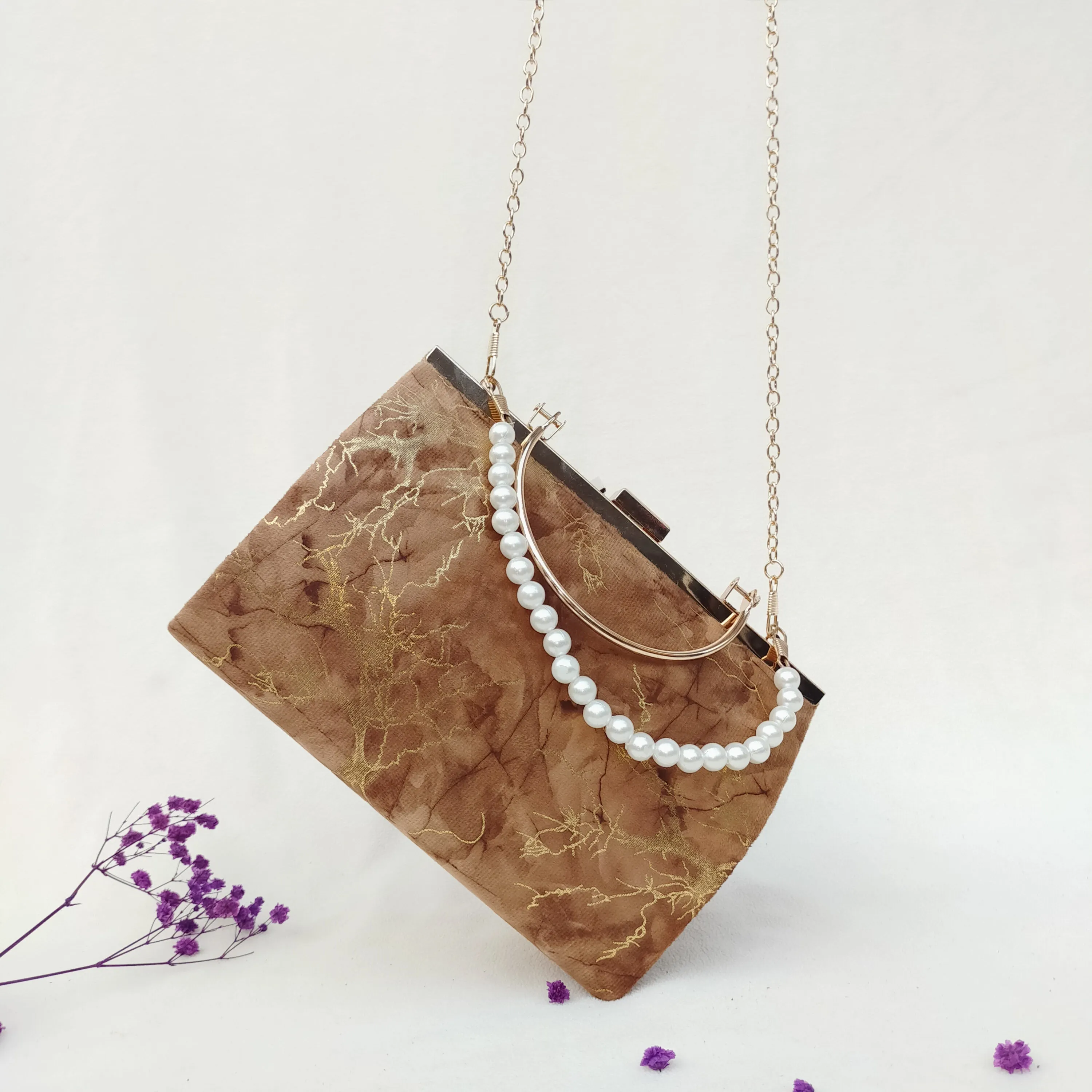Titan Classic Ethnic velvet Style Top Handle Bag